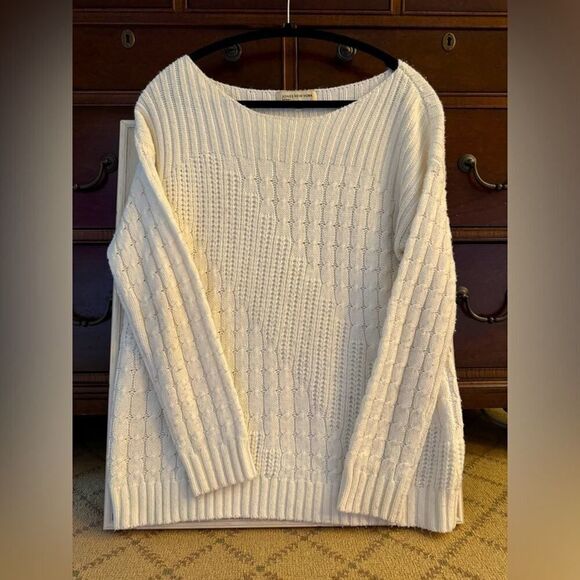 Jones NY Sport Winter White cable knit scoop neck sweater M - Picture 1 of 10